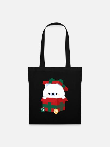 Eisbär Weihnachtsgeschenk - Stoffbeutel - Schwarz