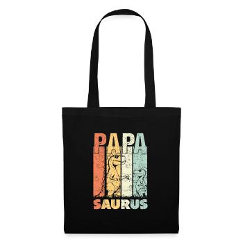 Papasaurus Rex Babysaurus Vatertag Papa geworden - Stoffbeutel - Schwarz - Vorne