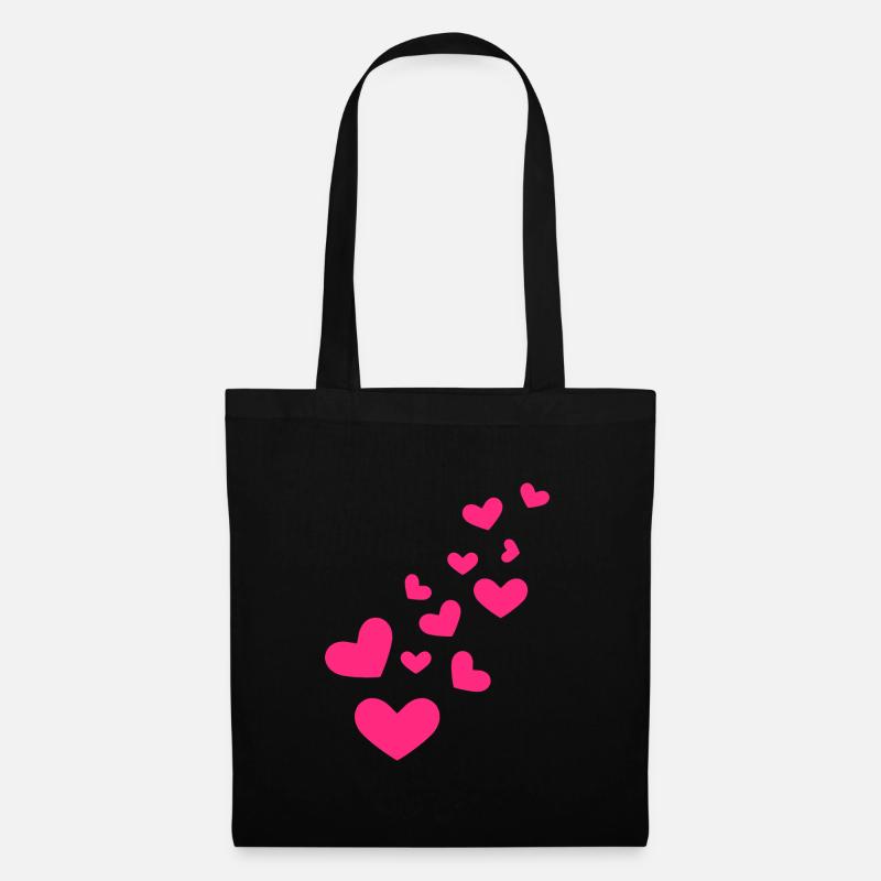 Herzchen Herz Muster Rosa Liebe Geschenk - Stoffbeutel - Schwarz
