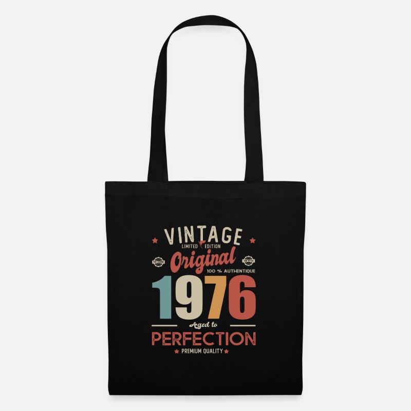 Vintage Original 1976 Geburtstagsgeschenk 47 Jahre - Stoffbeutel - Schwarz