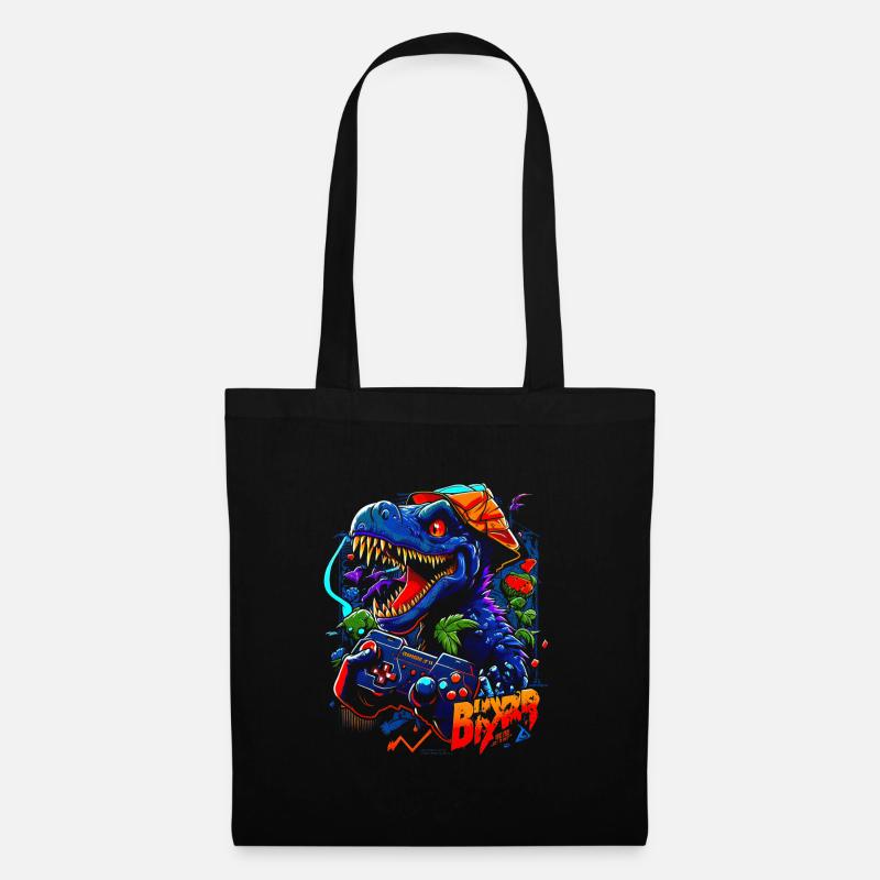 Dinosaurier Gamer - Stoffbeutel - Schwarz