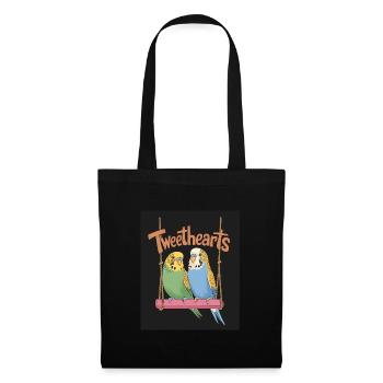 Tweethearts Perruches Illustration Loving - Sac en tissu - noir - Devant