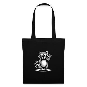 Raton laveur avec lunettes de soleil - Sac en tissu - noir - Devant