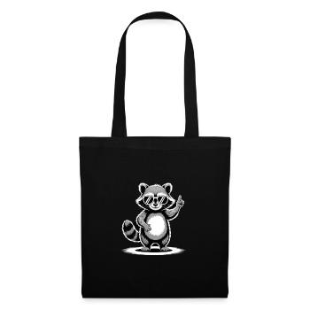 Raton laveur - Sac en tissu - noir - Devant