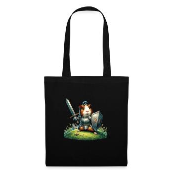 Knight Guinea Pig Tiny Castle Defender - Stoffbeutel - Schwarz - Vorne