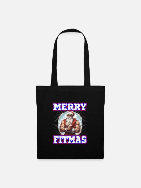 Weihnachtsmann Merry Fitmas Gym Workout - Stoffbeutel - Schwarz