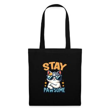 Stay Pawsome Katze für einen Katzenbesitzer - Stoffbeutel - Schwarz - Vorne