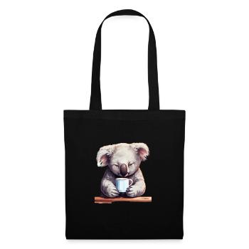 Niedlicher Koala Entspanntes Tier Kaffeebecher - Stoffbeutel - Schwarz - Vorne