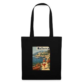 Vintage Mallorca Reise Spanien Insel - Stoffbeutel - Schwarz - Vorne