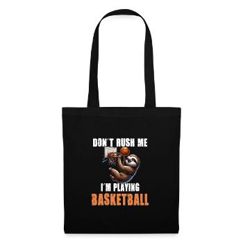 Faultier Basketball Ich hetze nicht ich spiele - Stoffbeutel - Schwarz - Vorne