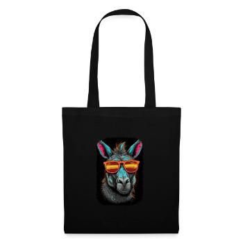 Esel Art Funky Animal Summer Style Sonnenbrille - Stoffbeutel - Schwarz - Vorne