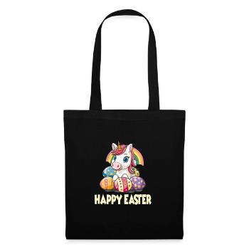 Einhorn Ostern für Kinder Regenbogen und Eier für - Stoffbeutel - Schwarz - Vorne