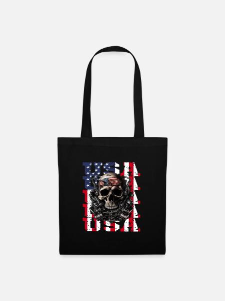 Vintage American Flag Motorrad Patriotisch - Stoffbeutel - Schwarz