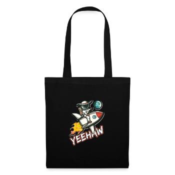 Weltraum-Cowboy reitet eine Rakete Yeehaw-Slogan - Stoffbeutel - Schwarz - Vorne