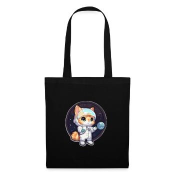 Astronaut Kitty erforscht die kosmische Grenze - Stoffbeutel - Schwarz - Vorne
