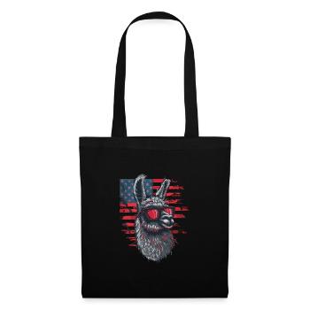 Coole Amerika Llama Sonnenbrille Patriotisch - Stoffbeutel - Schwarz - Vorne