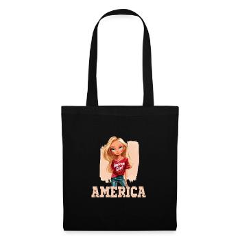 Patriotisches Amerikanisches Mädchen USA für - Stoffbeutel - Schwarz - Vorne