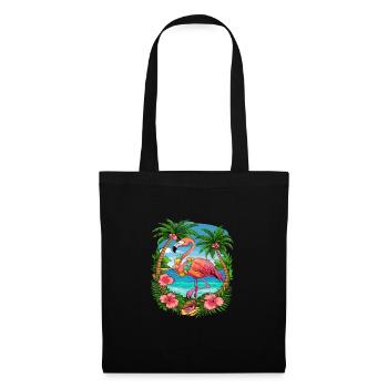 Tropical Flamingo Summer Vibes Beach Scene - Stoffbeutel - Schwarz - Vorne
