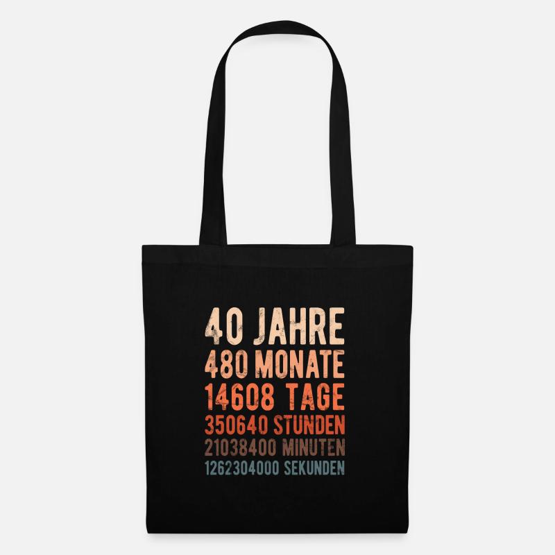 40. Geburtstag Hochzeitstag Jubiläum - Stoffbeutel - Schwarz