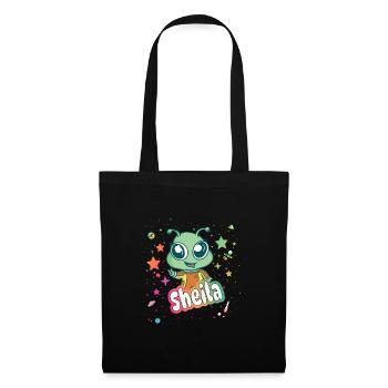 SHEILA - Beau nom de fille avec extraterrestre mignon - Sac en tissu - noir - Devant