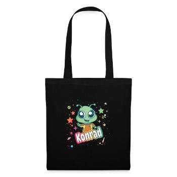 KONDRAD - Beau nom de garçon avec extraterrestre mignon - Sac en tissu - noir - Devant