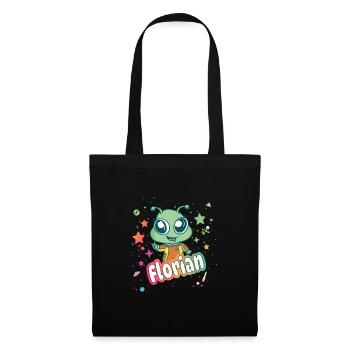 FLORIAN - Beautiful boy name with cute alien - Tote Bag - black - Front