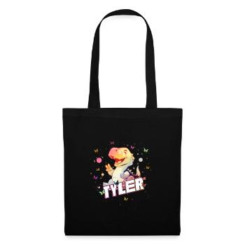 TYLER - Beautiful boy name with cute DINO T-REX - Tote Bag - black - Front