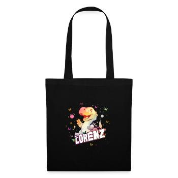 LORENZ - Beautiful boy name with cute DINO T-REX - Tote Bag - black - Front