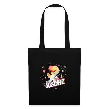 JOSCHA - Beau prénom de garçon avec mignon DINO T-REX - Sac en tissu - noir - Devant