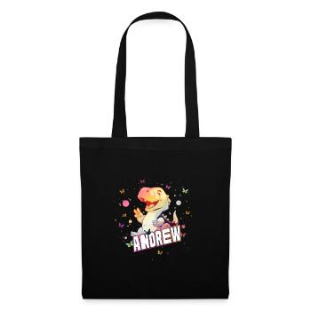 ANDREW - Beautiful boy name with cute DINO T-REX - Tote Bag - black - Front