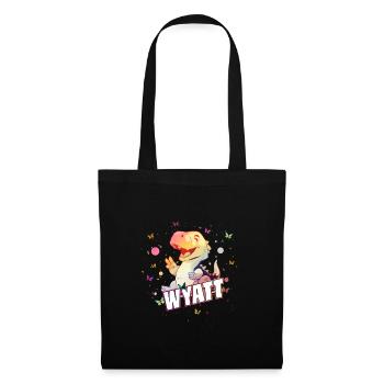 WYATT - Beautiful boy name with cute DINO T-REX - Tote Bag - black - Front