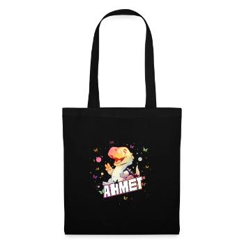 AHMET - Beau nom de GARÇON avec un DINO mignon - Sac en tissu - noir - Devant