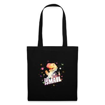 ISMAIL - Beau prénom BOY avec mignon DINO - Sac en tissu - noir - Devant