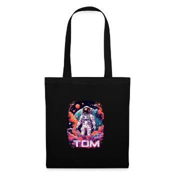 TOM - Beau prénom de garçon avec astronaute cool - Sac en tissu - noir - Devant