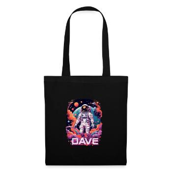 DAVE - Beau prénom de garçon avec astronaute cool - Sac en tissu - noir - Devant