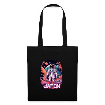 JARON - Beau nom de garçon avec astronaute cool - Sac en tissu - noir - Devant