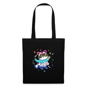 YVES - Beau nom de garçon avec un raton laveur mignon - Sac en tissu - noir - Devant