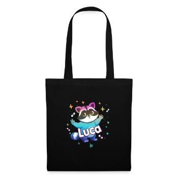 LUCA - Beau nom de garçon avec un raton laveur mignon - Sac en tissu - noir - Devant
