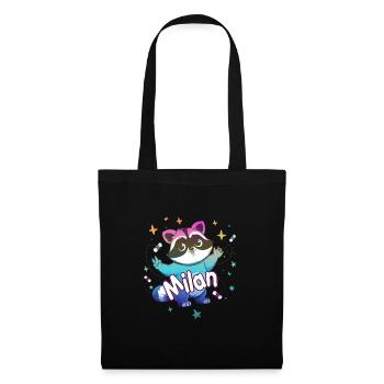 MILAN - Beautiful boy name with cute raccoon - Tote Bag - black - Front