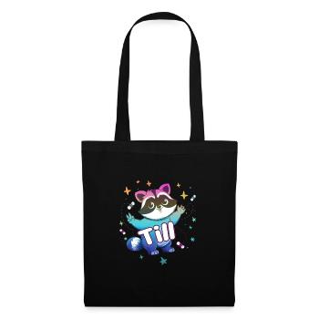 TILL - Beau nom de garçon avec un raton laveur mignon - Sac en tissu - noir - Devant