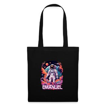 EMANUEL - Beau prénom de garçon avec astronaute cool - Sac en tissu - noir - Devant