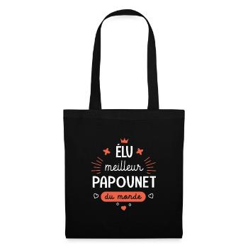Meilleur Papounet du monde Cadeau papa - Sac en tissu - noir - Devant