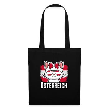 Österreich Katze Fußball Katzenliebhaber - Stoffbeutel - Schwarz - Vorne