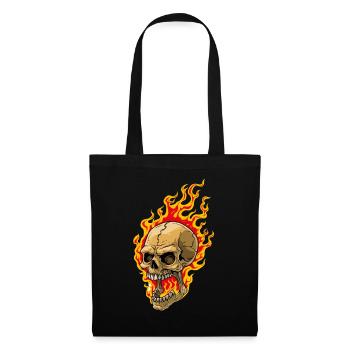Human skull with flames - Tote Bag - black - Front