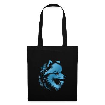 Pomeranian, Pomeranian, Dog's Head, Blue Drawing - Tote Bag - black - Front