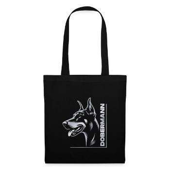 Doberman Pinscher, Dog Head, Silver Drawing - Tote Bag - black - Front