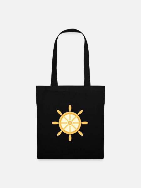Ship wheel Ship steering wheel with cardinal directions - Tote Bag - black