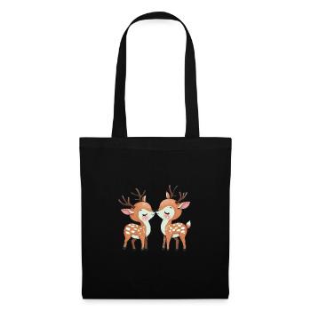 zwei Rentieren / Deers - Stoffbeutel - Schwarz - Vorne