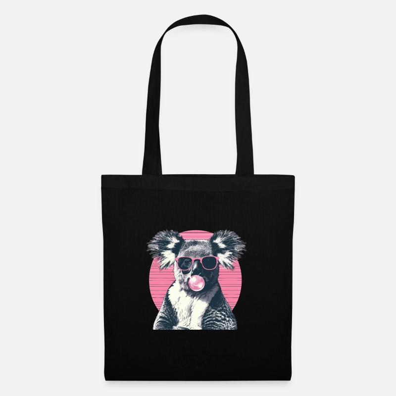 Koala mit Sonnenbrille Bubblegum für einen - Stoffbeutel - Schwarz