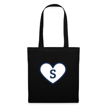 Lettre s cœur sport tendance bleu - idée cadeau - Sac en tissu - noir - Devant